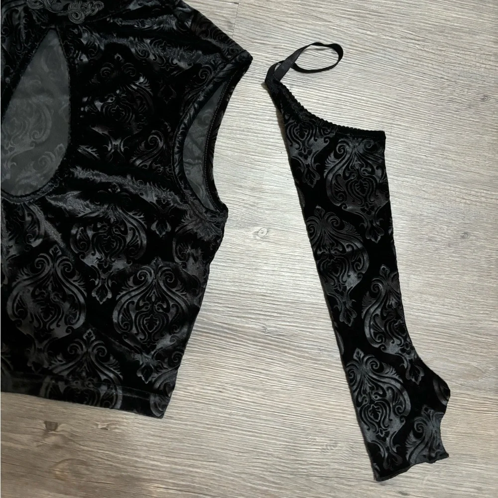 NWT Dolls Kill / Widow Brocade Blouse with Matching Gloves - Picture 6 of 8